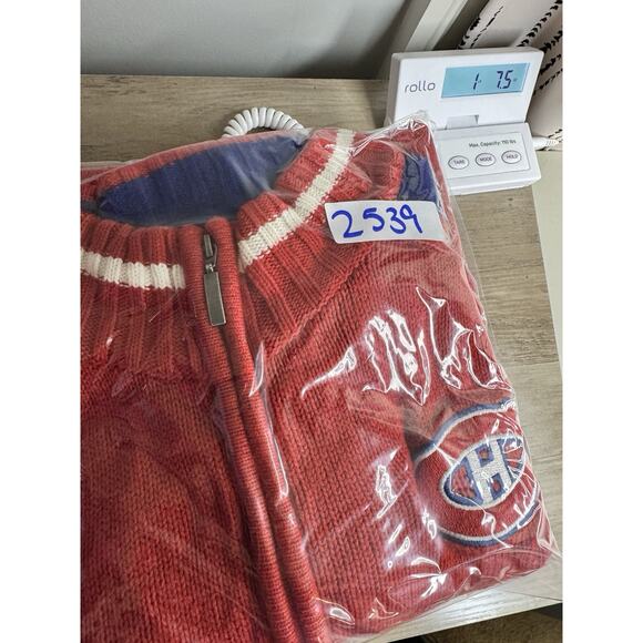 Vintage NHL Montreal Canadiens Knit Zip Up Sweater Mens L Red Full Zip Jacket - Picture 11 of 11